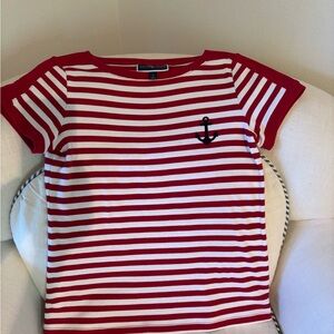 Karen Scott Red and White Striped Short Sleeve Tee Size S